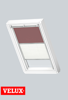 Duo Blind (Blackout), 4578 Soft Rose & 1016 White - VELUX Loft Blind